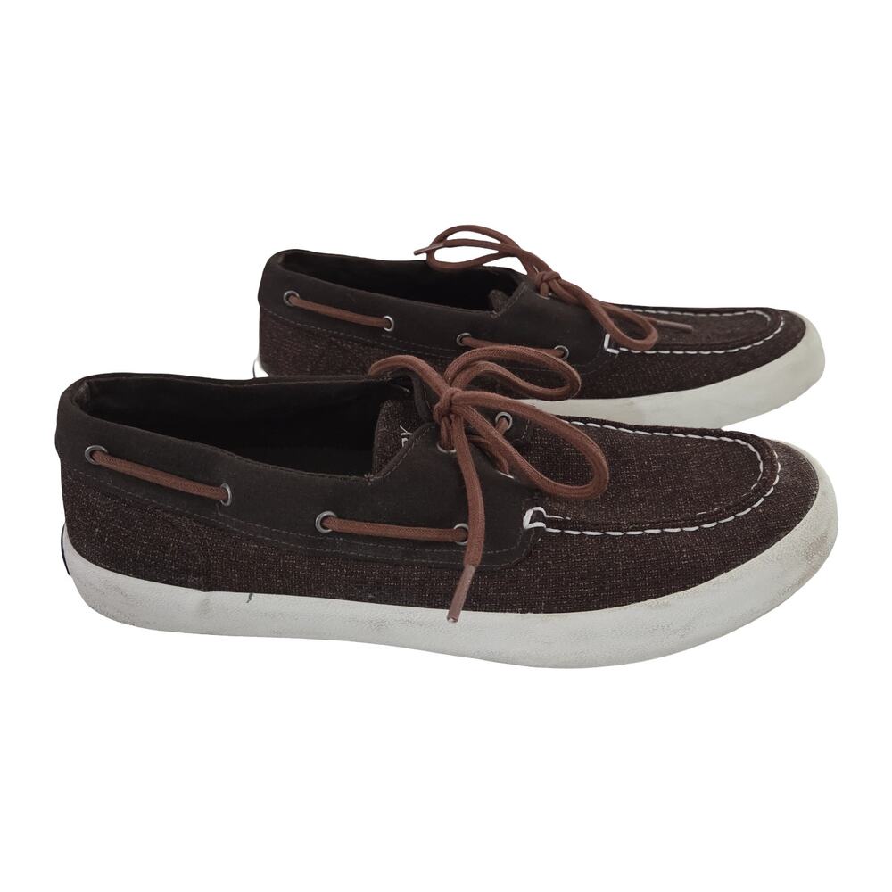 Sperry Top-Sider Wahoo 2-Eye Brown Multi-Knit Canvas Boat Shoes Sz 9 Men's